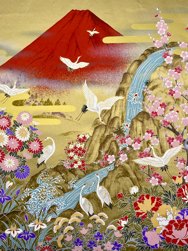 Sogara Yuzen Washi - Red Mt. Fuji - SY021