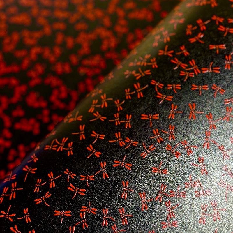 Urushi-Style Washi – Raised Lacquer Japanese Decorative Paper (Dragonfly) U006