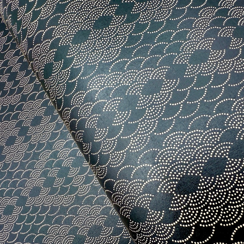 Urushi-Style Washi – Raised Lacquer Japanese Decorative Paper (Seigaiha) U009