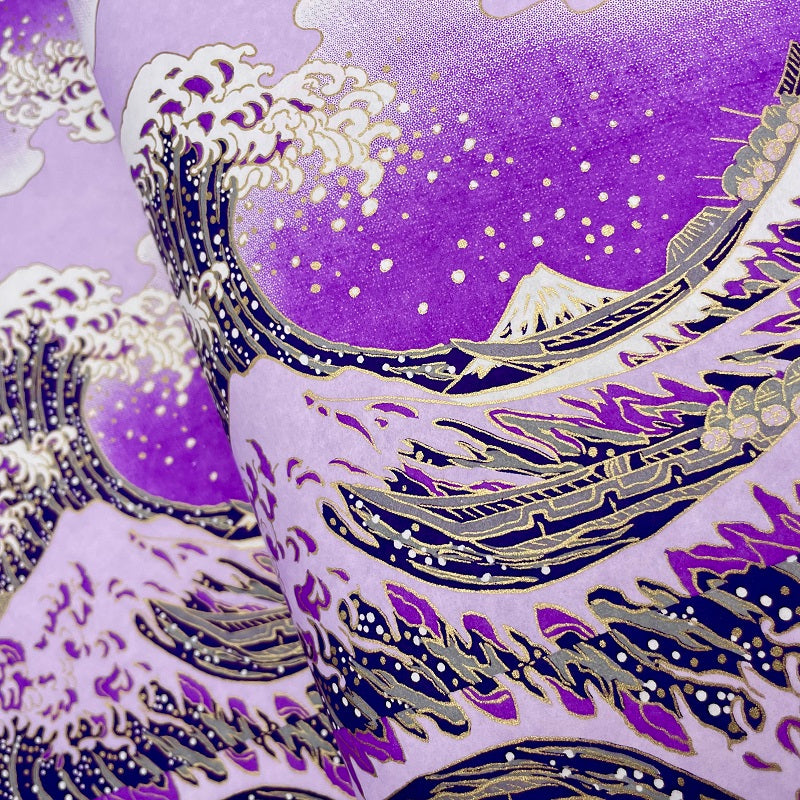 Yuzen Washi - Great Wave in Purple - Y1001
