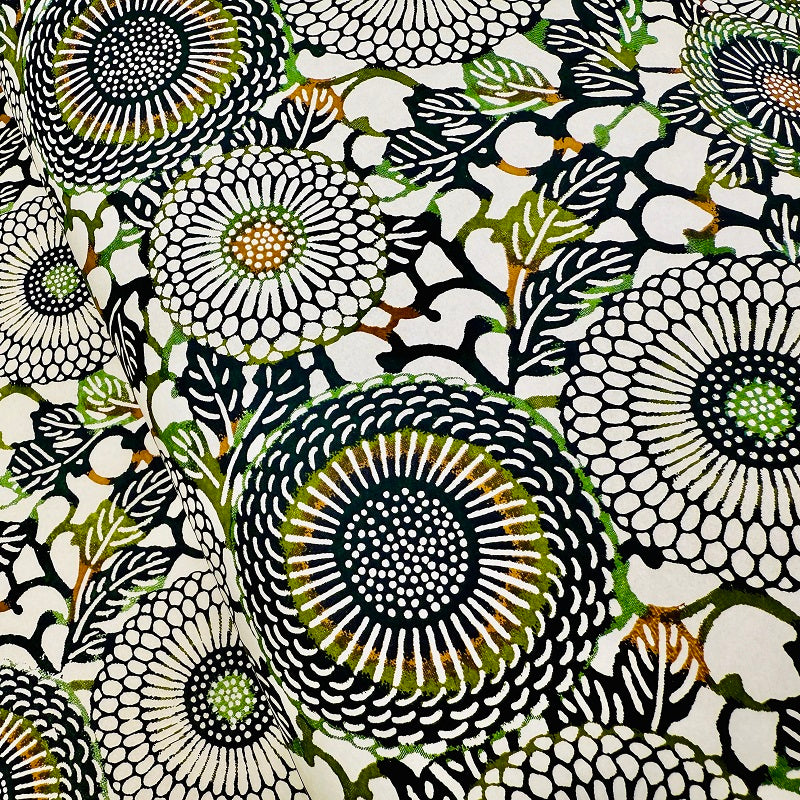 Japanese Yuzen Washi Paper - Flowers - Green - YQ1306 - 1/4 size