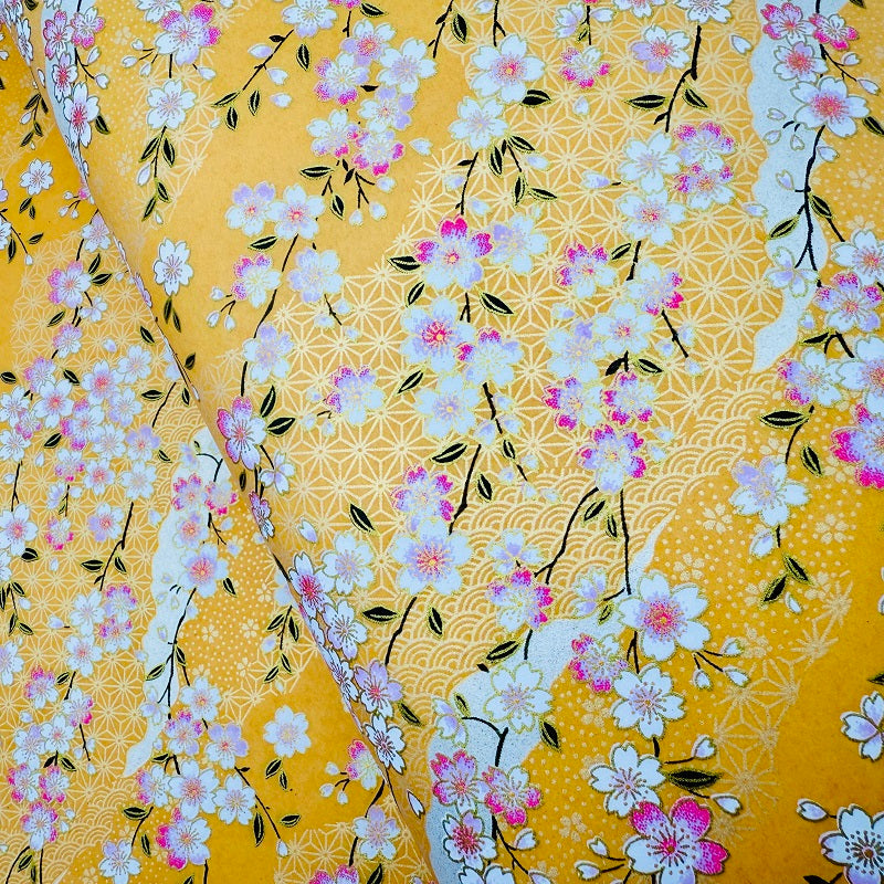 Japanese Yuzen Washi Paper - Cherry blossoms - Light Orange - Y1332