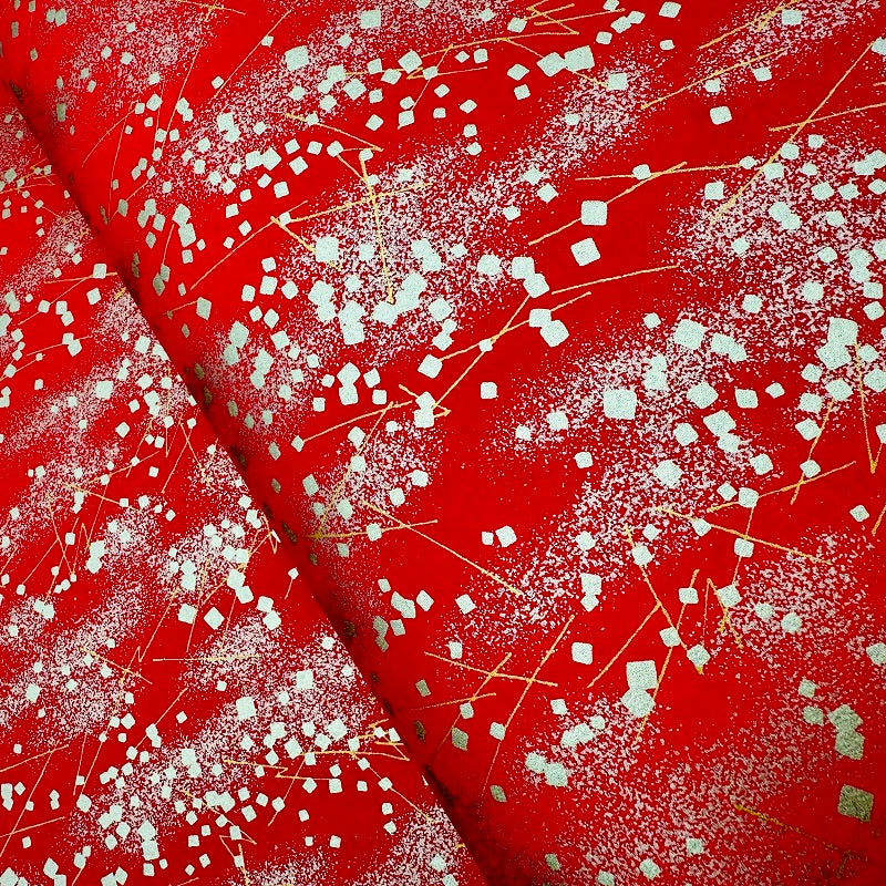 Japanese Yuzen Washi Paper - Gold leaf sprinkles - Red - Y1362