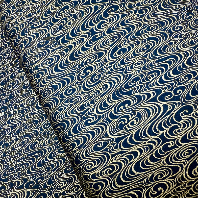 Japanese Yuzen Washi Paper - Water Stream - Gold, Black - Y1379