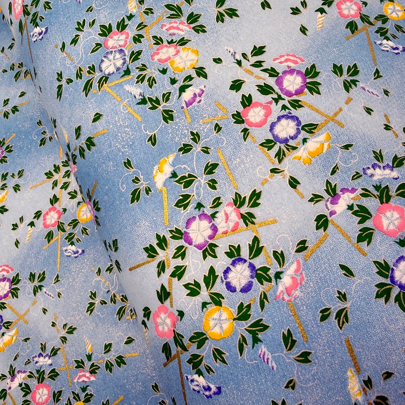 Japanese Yuzen Washi Paper - Morning Glory - Blue - Y1413