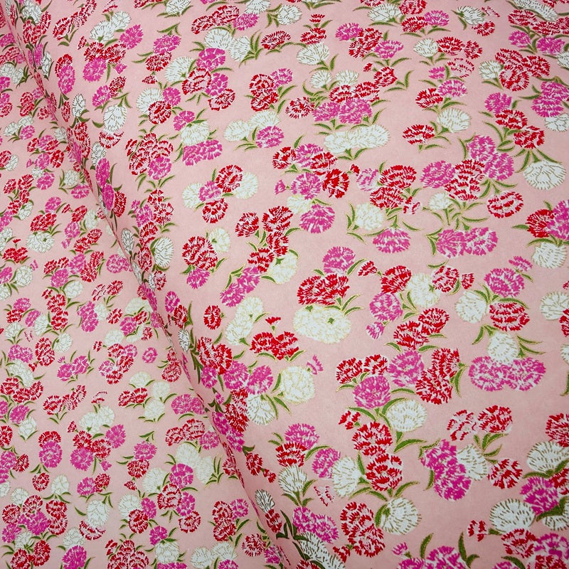 Japanese Yuzen Washi Paper - Carnations - Pink - Y1430