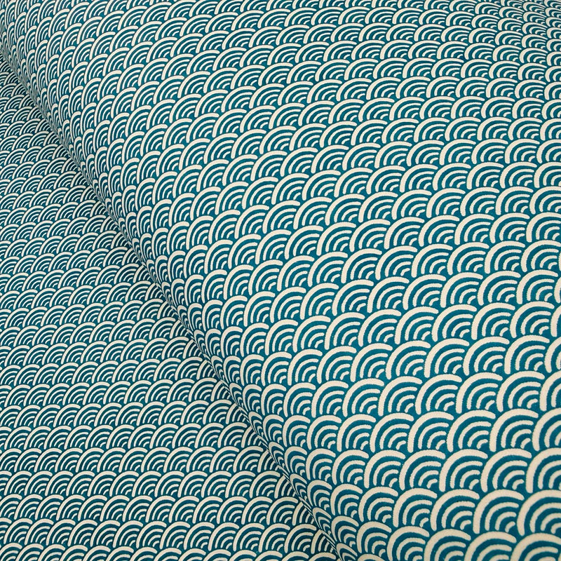 Japanese Yuzen Washi Paper - Seigaha - Turquoise Blue - Y1449