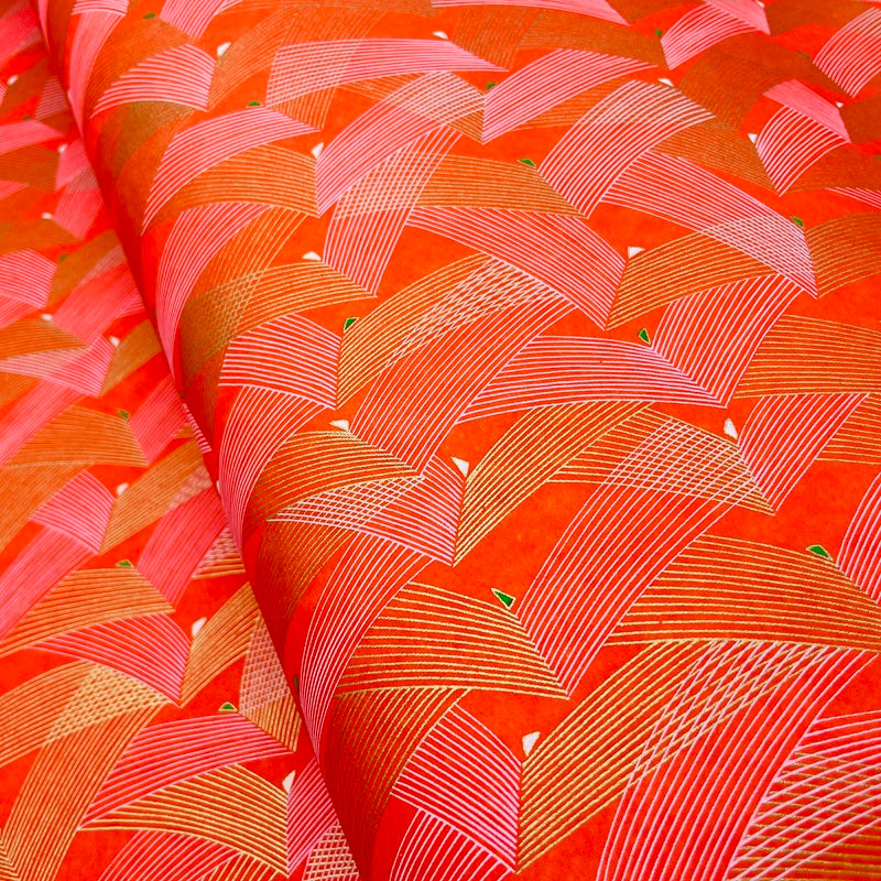 Yuzen Washi - Geometric Lines - Orange - Y1485