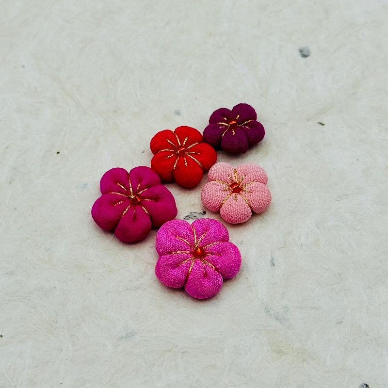 Vintage Kimono Fabric Plum Blossom Handmade Parts - Pink