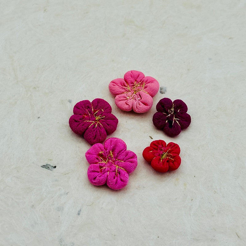 Vintage Kimono Fabric Plum Blossom Handmade Parts - Pink