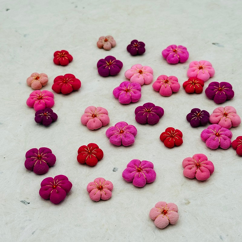Vintage Kimono Fabric Plum Blossom Handmade Parts - Pink