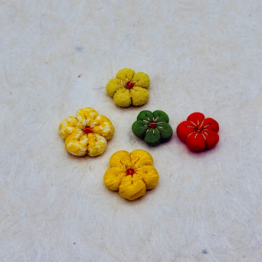 Vintage Kimono Fabric Plum Blossom Handmade Parts - Yellow
