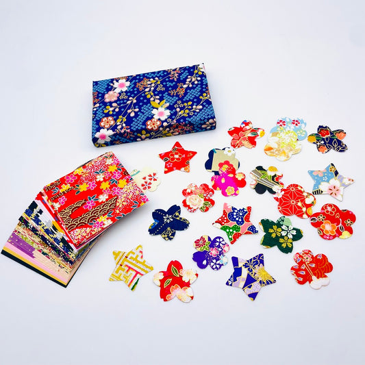 Yuzen Origami 6x6cm 20 sheets & Yuzen Sticke 20 piecces with Tray