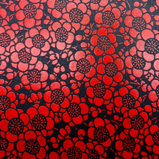 Urushi-Style Washi – Raised Lacquer Japanese Decorative Paper (Plum Blossoms) U001