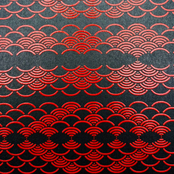 Urushi-Style Washi – Raised Lacquer Japanese Decorative Paper (Seigaiha) U002