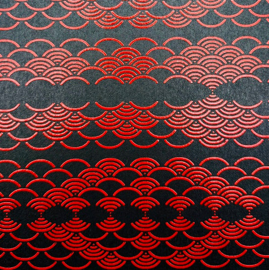 Urushi-Style Washi – Raised Lacquer Japanese Decorative Paper (Seigaiha) U002