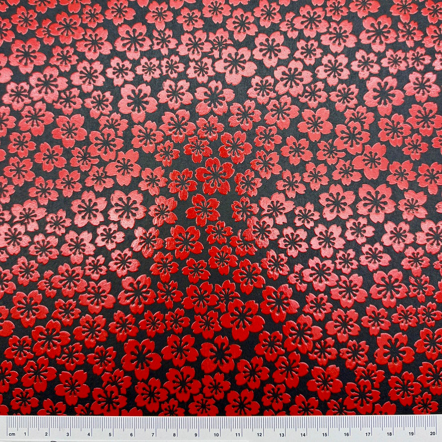 Urushi-Style Washi – Raised Lacquer Japanese Decorative Paper (Cherry blossoms) U003