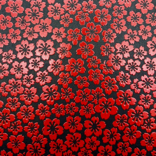 Urushi-Style Washi – Raised Lacquer Japanese Decorative Paper (Cherry blossoms) U003