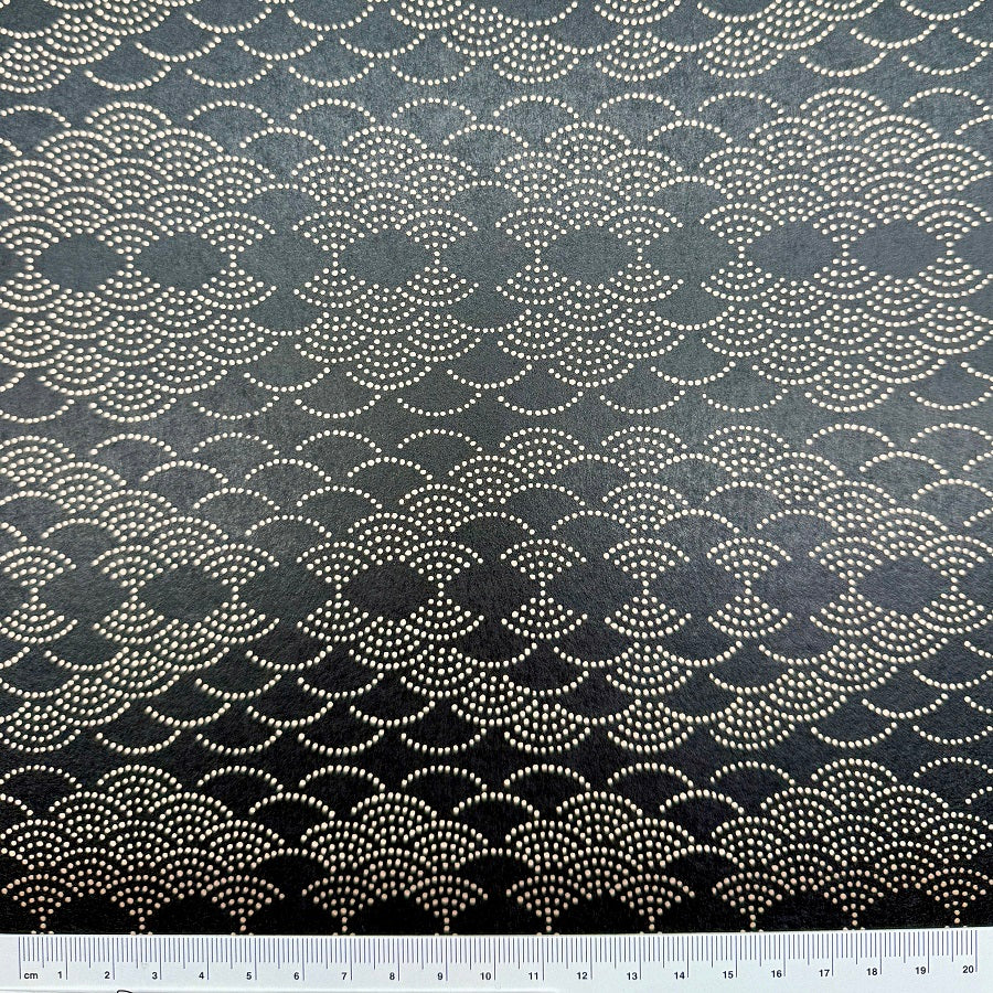 Urushi-Style Washi – Raised Lacquer Japanese Decorative Paper (Seigaiha) U009