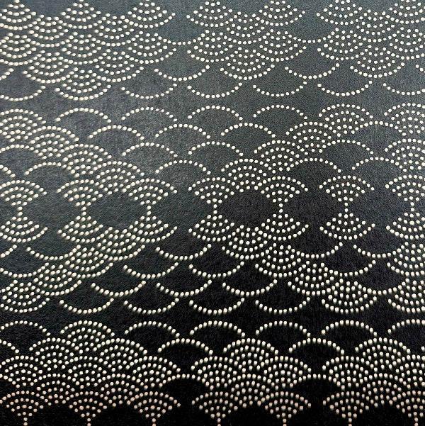 Urushi-Style Washi – Raised Lacquer Japanese Decorative Paper (Seigaiha) U009