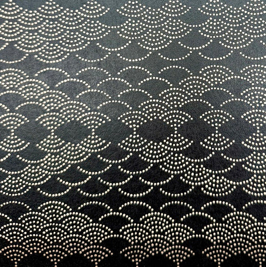 Urushi-Style Washi – Raised Lacquer Japanese Decorative Paper (Seigaiha) U009