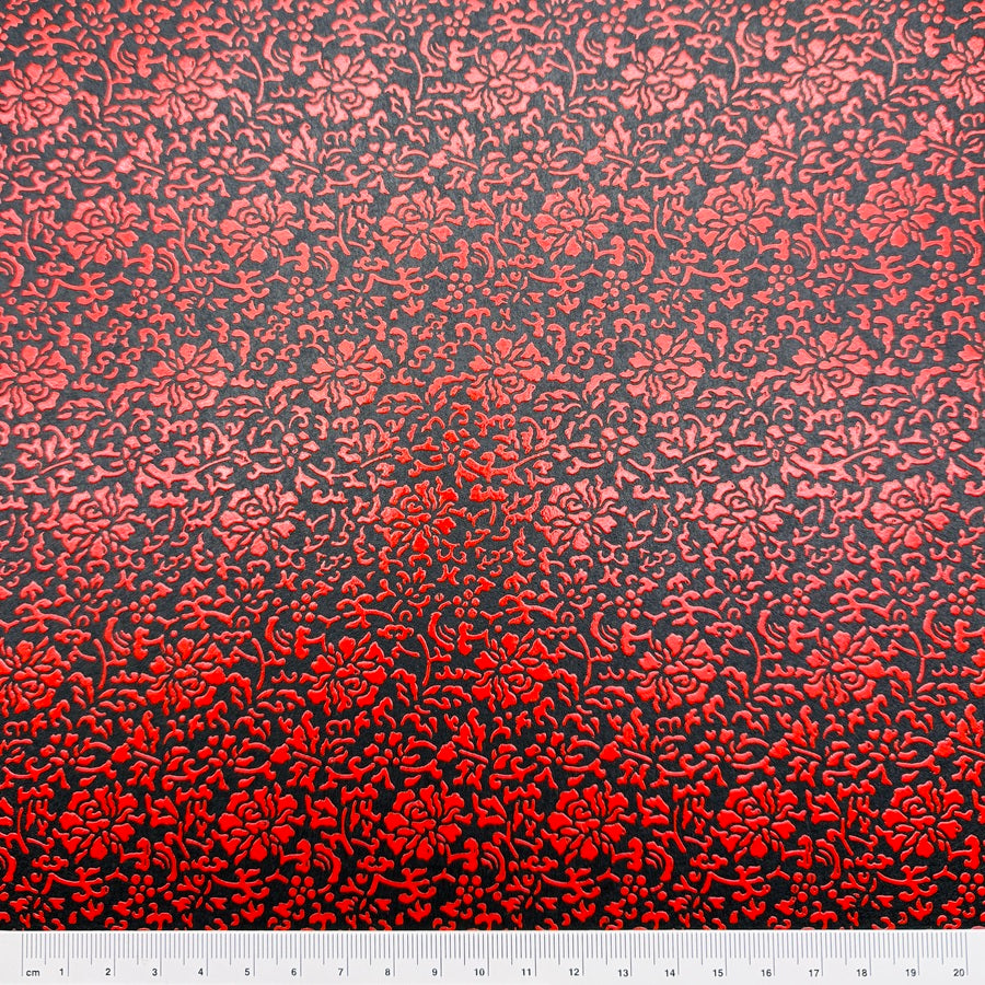 Urushi-Style Washi – Raised Lacquer Japanese Decorative Paper (Arabesque Peony) U016