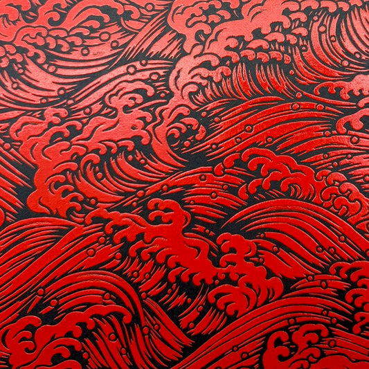Urushi-Style Washi – Raised Lacquer Japanese Decorative Paper (Wave) U017