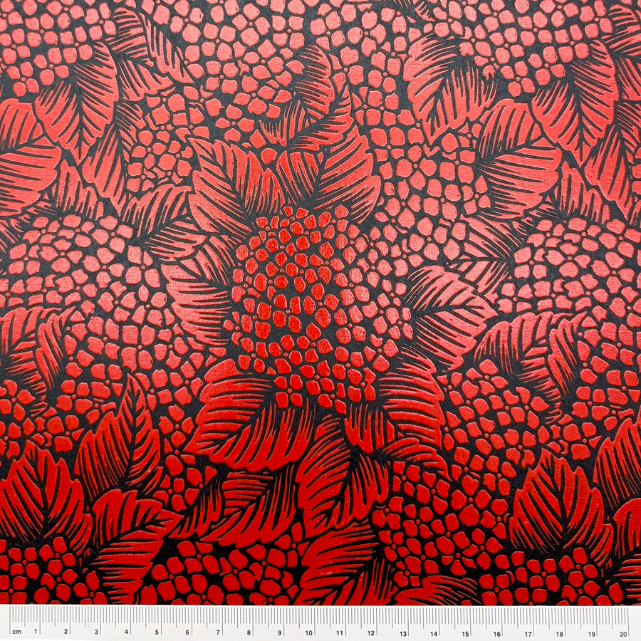 Urushi-Style Washi – Raised Lacquer Japanese Decorative Paper (Hydrangea) U019
