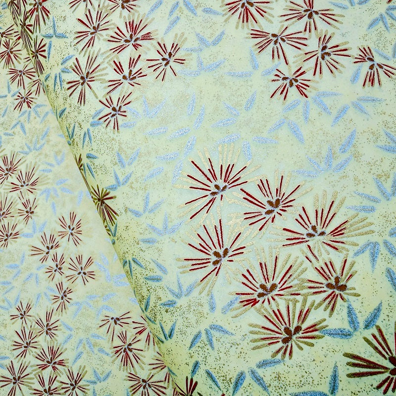 Japanese Yuzen Washi Paper - Pine needles ＆ bamboo leaves - Cream - Y1411