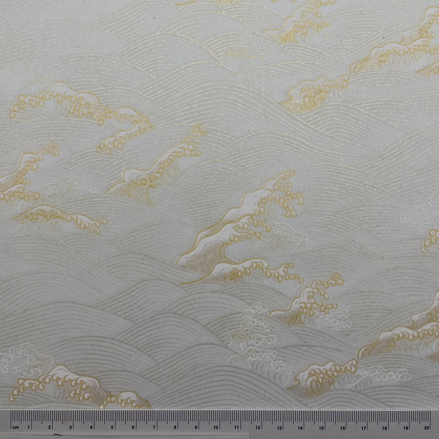Japanese Yuzen Washi Paper - Waves - Pearl White - Y1278