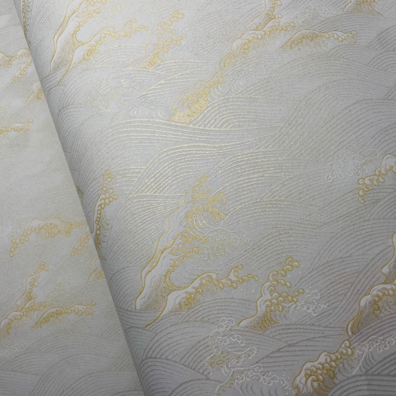 Japanese Yuzen Washi Paper - Waves - Pearl White - Y1278