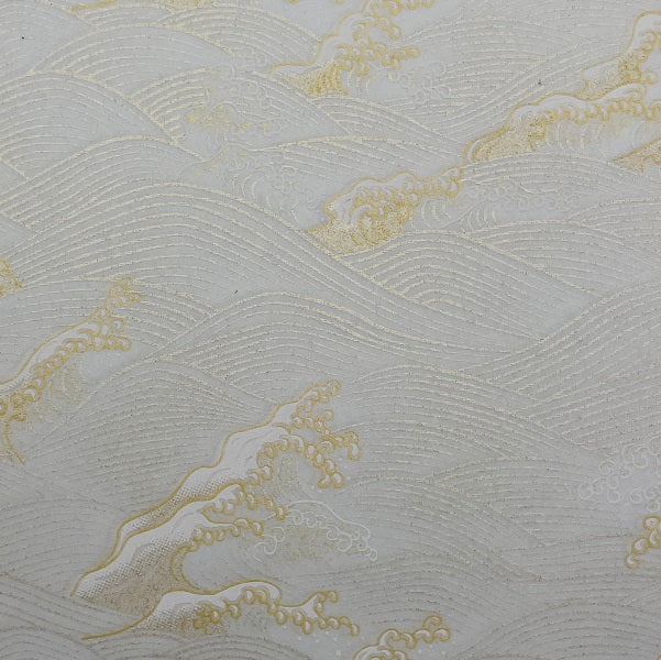 Japanese Yuzen Washi Paper - Waves - Pearl White - Y1278