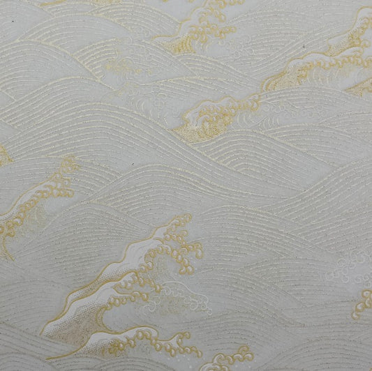 Japanese Yuzen Washi Paper - Waves - Pearl White - Y1278