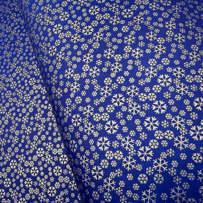 Japanese Yuzen Washi Paper - Snowflake - Dark Blue - Y1314