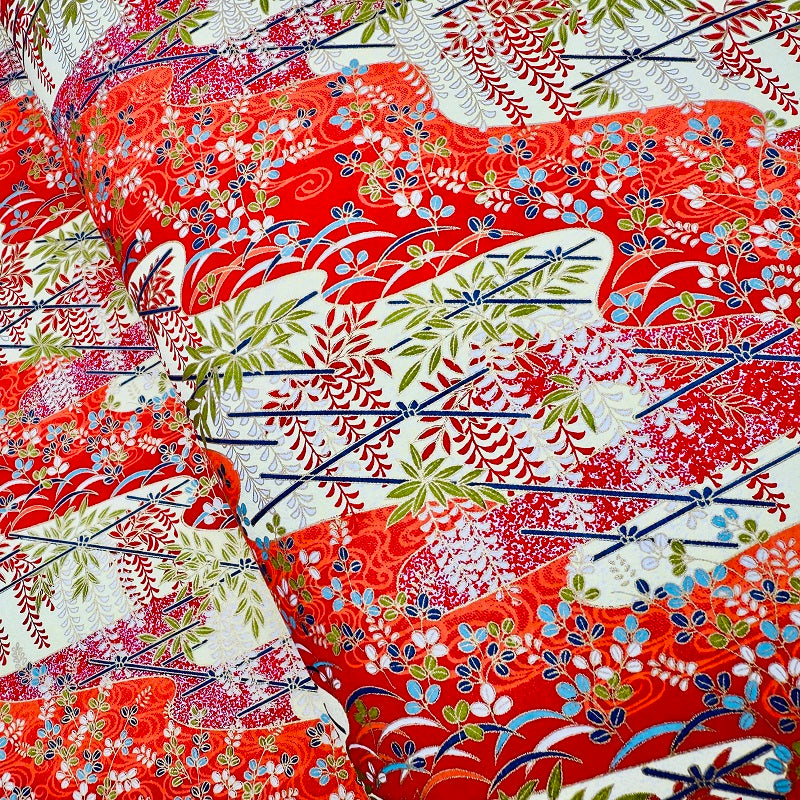 Japanese Yuzen Washi Paper - Wisteria trellis - Vermilion Red - Y1322