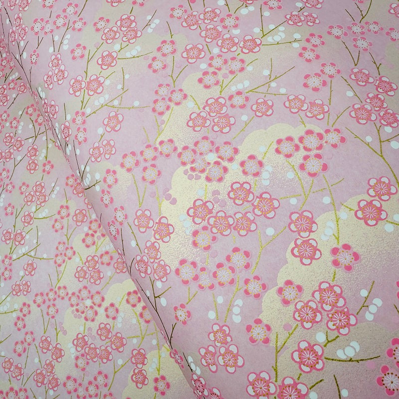 Japanese Yuzen Washi Paper - Plum blossoms - Pink - Y1323