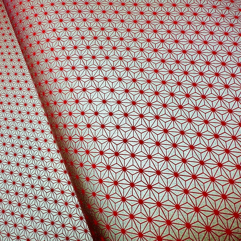 Japanese Yuzen Washi Paper - Asanoha - Gold, Red - Y1327