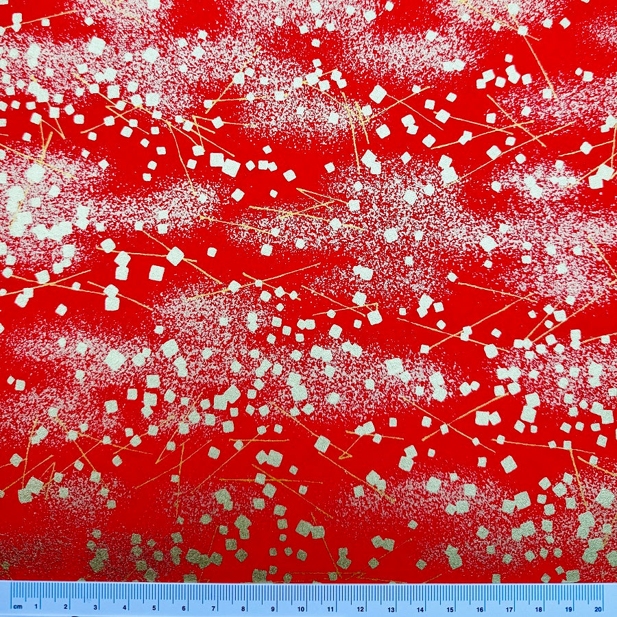 Japanese Yuzen Washi Paper - Gold leaf sprinkles - Red - Y1362