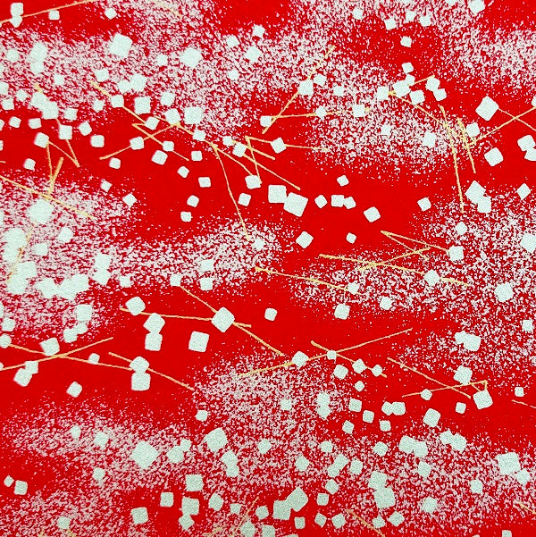 Japanese Yuzen Washi Paper - Gold leaf sprinkles - Red - Y1362