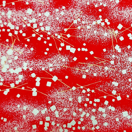 Japanese Yuzen Washi Paper - Gold leaf sprinkles - Red - Y1362