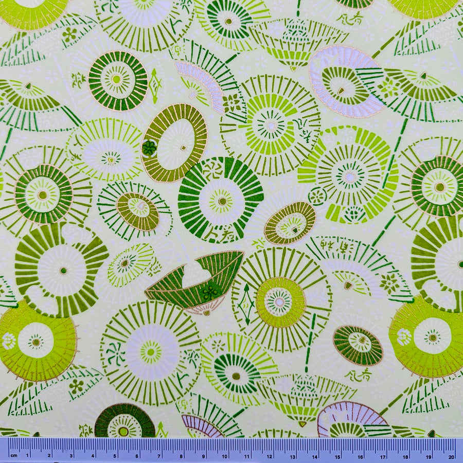 Japanese Yuzen Washi Paper - Umbrella - Green - Y1370