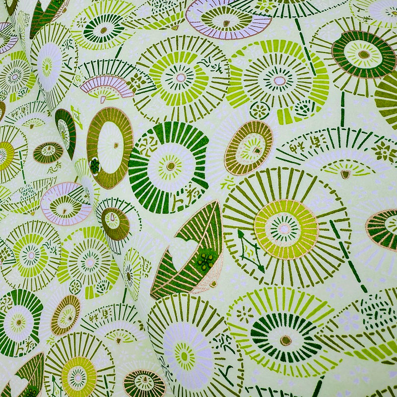 Japanese Yuzen Washi Paper - Umbrella - Green - Y1370