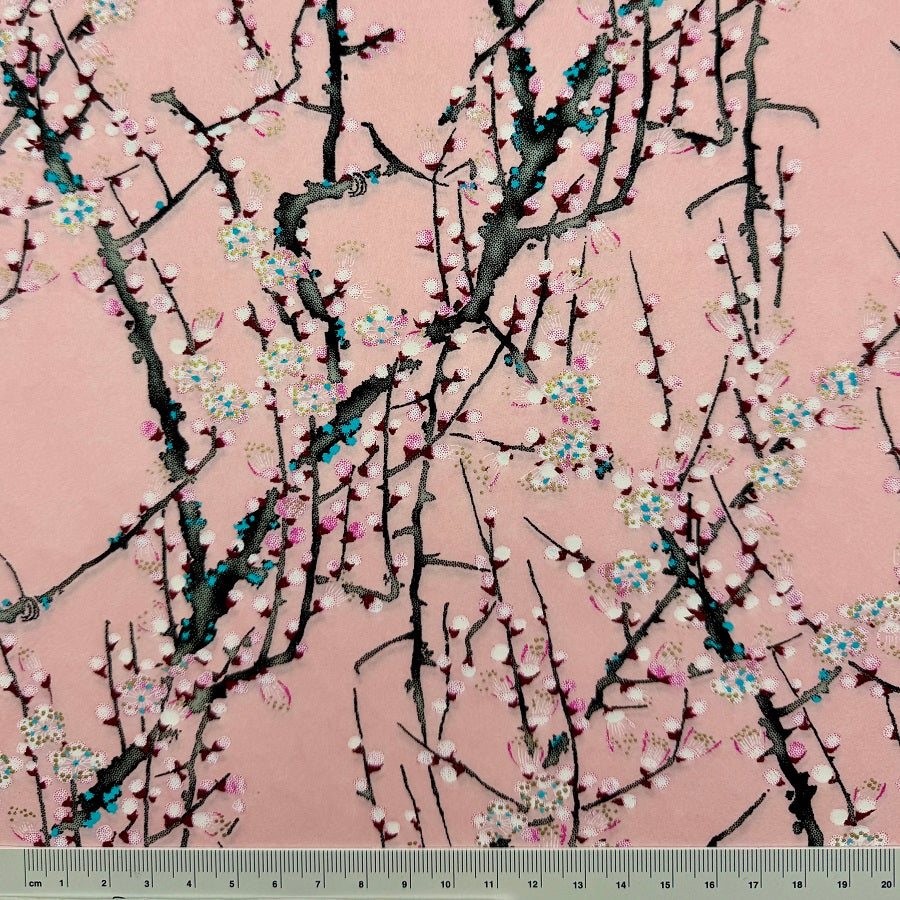 Japanese Yuzen Washi Paper - Plum Tree - Pink - Y1375