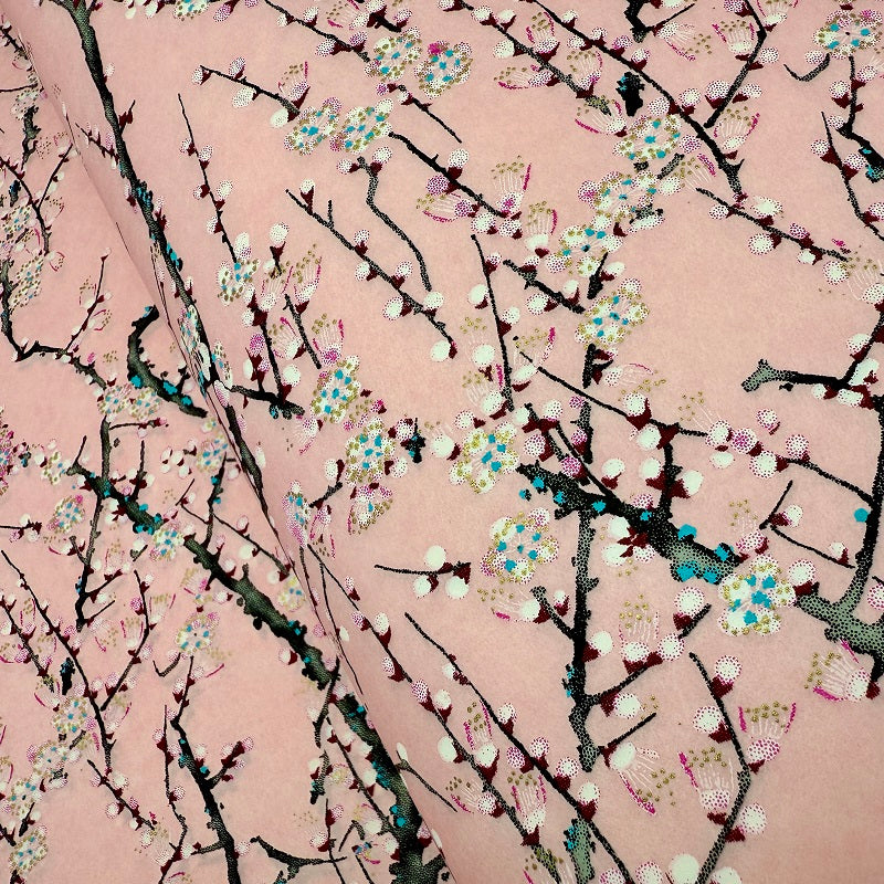 Japanese Yuzen Washi Paper - Plum Tree - Pink - Y1375
