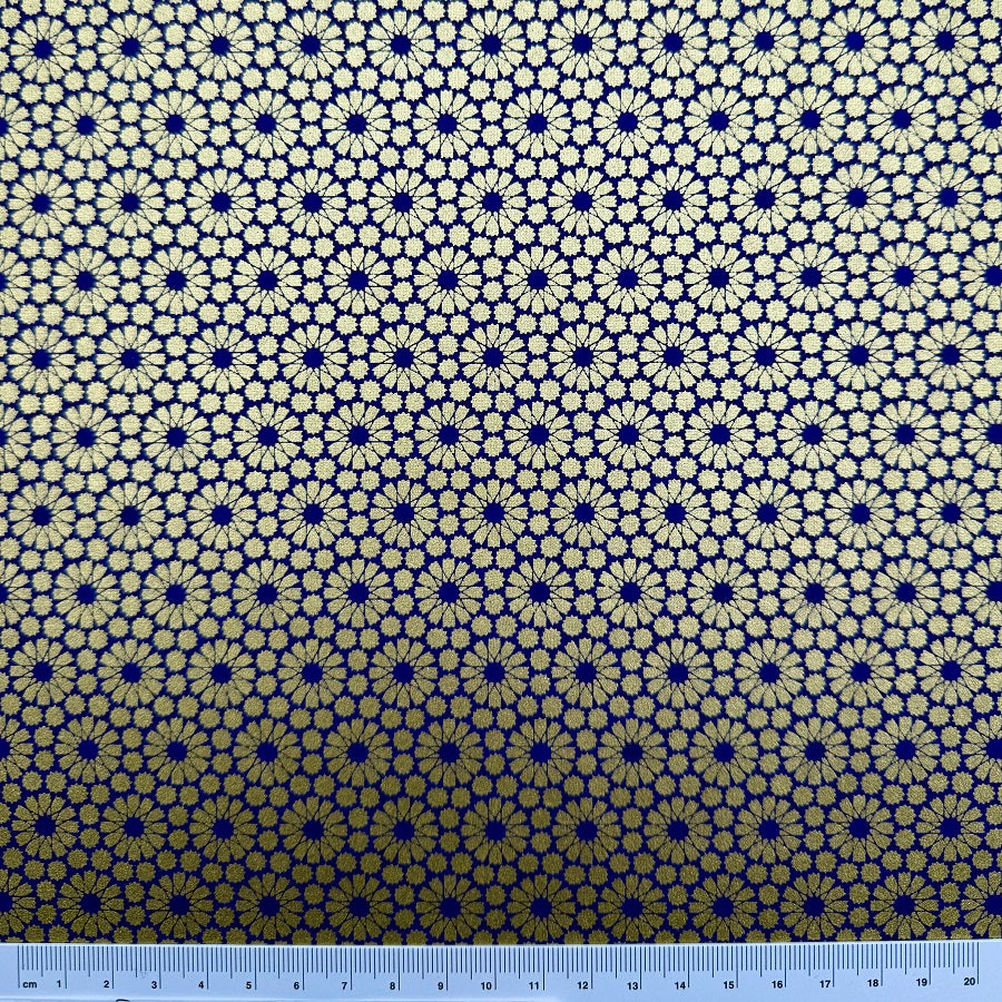 Japanese Yuzen Washi Paper - Geometric pattern - Gold, Blue - Y1378
