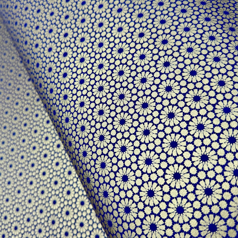 Japanese Yuzen Washi Paper - Geometric pattern - Gold, Blue - Y1378