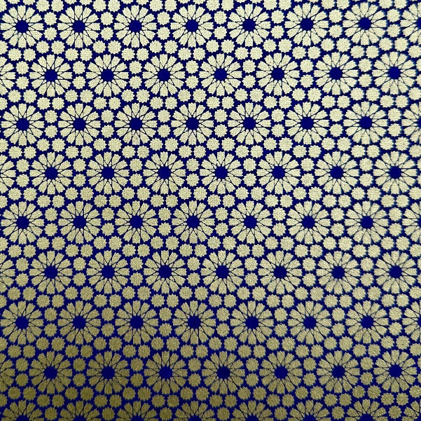 Japanese Yuzen Washi Paper - Geometric pattern - Gold, Blue - Y1378