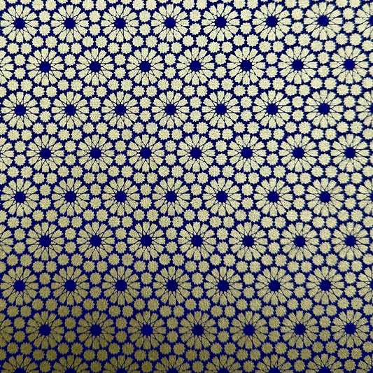 Japanese Yuzen Washi Paper - Geometric pattern - Gold, Blue - Y1378