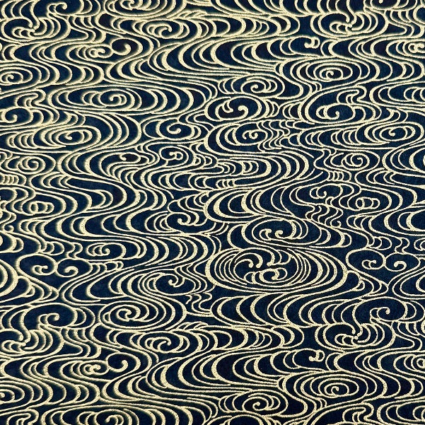 Japanese Yuzen Washi Paper - Water Stream - Gold, Black - Y1379