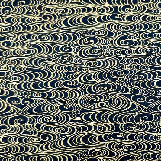 Japanese Yuzen Washi Paper - Water Stream - Gold, Black - Y1379